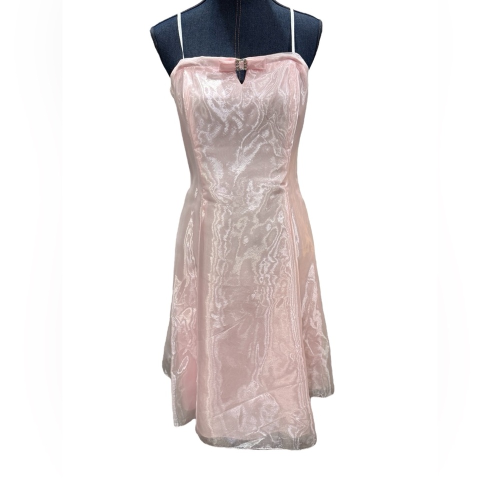 VTG Kiki USA Party Prom fairy Iridescent Pink Midi Dress Size large Y2K READ